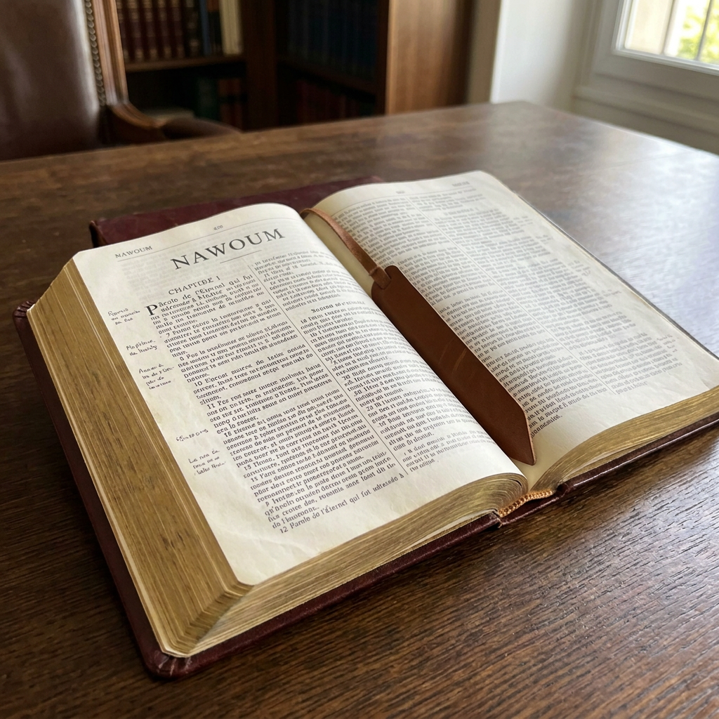 Open Spanish Bible showing the book of Miqueas on a wooden desk